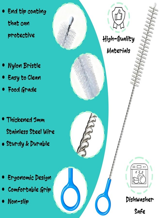 CIDYAUST Straw Cleaner Brush for Baby Bottle, Extra Long 12inch Straw Brush Cleaner with 3mm Bold Stainless Steel Wire,10inch Reusable Straw Cleaning Brush Suitable for Stanley Cup and Tumblers(2 Pack). - Image 3